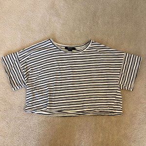 Black & White Striped Boxy Crop Top Small Forever 21
